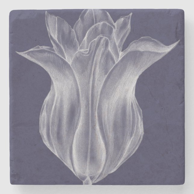 Monochrome Tulip III Stone Coaster (Front)