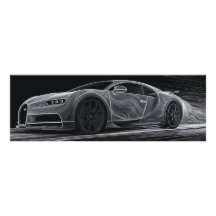 Monochrome Velocity | Automobile Art  (36" x 12")