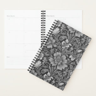 Monochrome Vintage Floral Pattern Planner