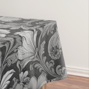 Monochrome Vintage Floral Pattern Tablecloth