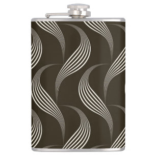 Monochrome Vintage: Geometric Seamless Ornament. Hip Flask