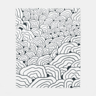 Monochrome Wave Pattern,  Modern Abstract Line Art Fleece Blanket