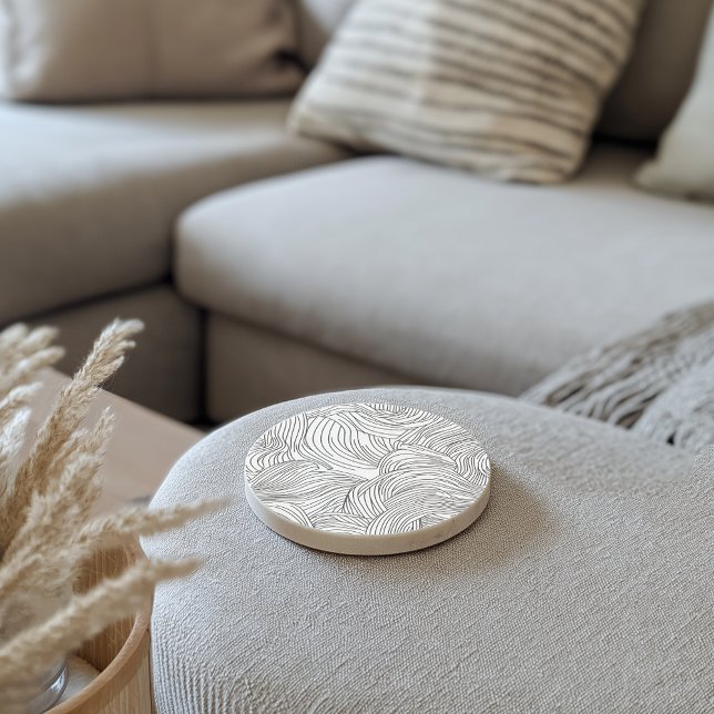 Monochrome Wave Pattern Stone Coaster (Creator Uploaded)