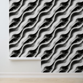 Monochrome Wavy Abstract Pattern – Minimalist Blac Wallpaper