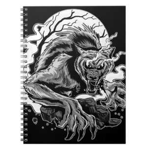 Monochrome Werewolf Moon Notebook