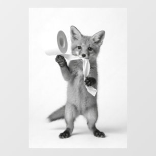 Monochrome Wildlife Funny Fox Holding Toilet Paper
