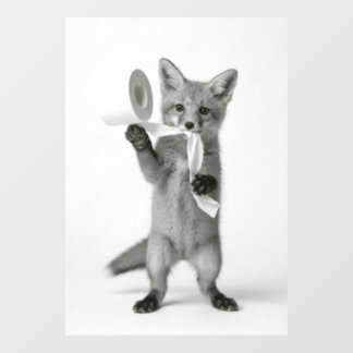 Monochrome Wildlife Funny Fox Holding Toilet Paper