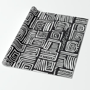 Monochrome Woven Line Black White Abstract Texture Wrapping Paper