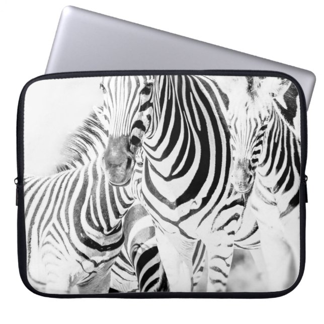 monochrome zebra group portrait, South African Nat Laptop Sleeve (Front)