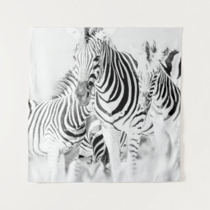 monochrome zebra group portrait, South African Nat Tapestry