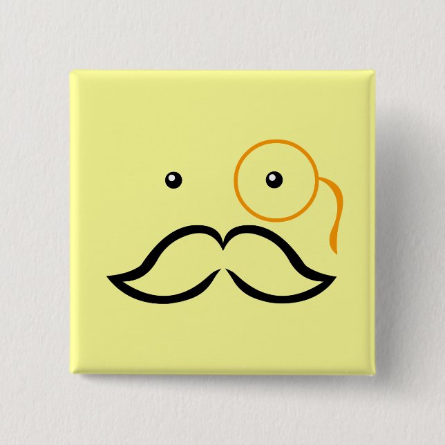 Monocle and Moustache 15 Cm Square Badge (Front)