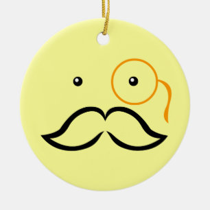 Monocle and Moustache Ceramic Tree Decoration