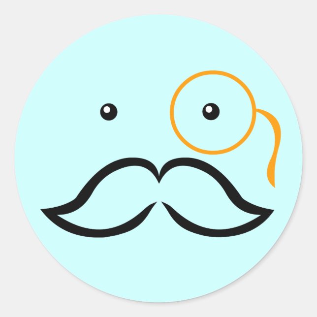 Monocle and Moustache Classic Round Sticker (Front)