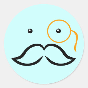 Monocle and Moustache Classic Round Sticker