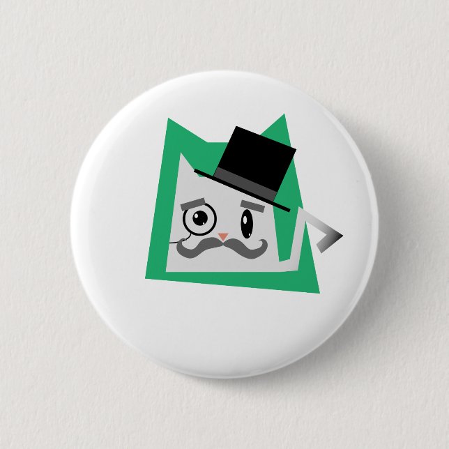 Monocle Cat 6 Cm Round Badge (Front)