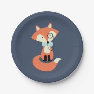 Monocle Hipster Red Fox Paper Plate