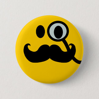 Monocle & Moustache Customisable backgrnd) 6 Cm Round Badge