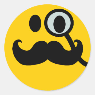 Monocle & Moustache Customisable backgrnd) Classic Round Sticker