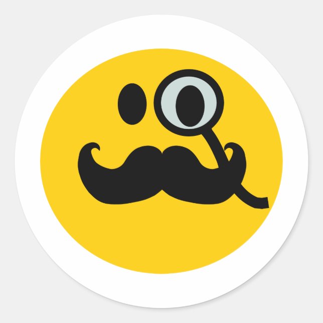 Monocle & Moustache Customisable backgrnd) Classic Round Sticker (Front)