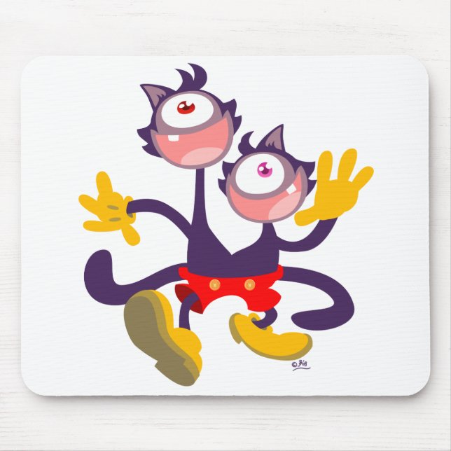 Monocular Cats in Tandem Walk mousepad (Front)