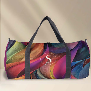 Monoggramed bold colourful abstract pattern    duffle bag