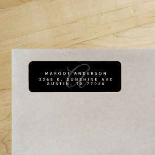 Monogoram Chic Stylish Black Return Address Label