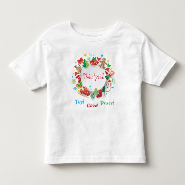 Monogram 20XX Hello Winter Holiday Symbols Pattern Toddler T-Shirt (Front)