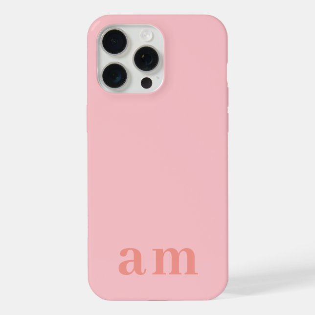 Monogram 2 Initials Pink Minimalist iPhone Case (Back)