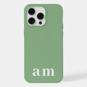 Monogram 2 Initials Sage Green Minimalist iPhone 15 Pro Max Case