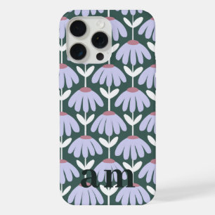 Monogram 2 Initials Sea Green Vintage Floral iPhone 15 Pro Max Case
