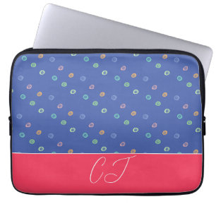 Monogram 2 Initials Trendy Blue Pattern Laptop Sleeve