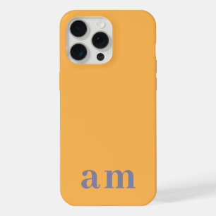 Monogram 2 Initials Yellow & Blue Minimalist iPhone 15 Pro Max Case