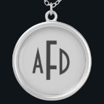 Monogram 3 initial block font silver plated necklace<br><div class="desc">Monogram this necklace with your three initials. Makes a great gift for any women.</div>