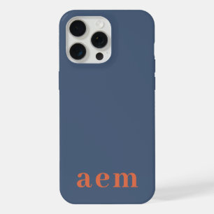Monogram 3 Initials Blue & Red Minimalist iPhone 15 Pro Max Case