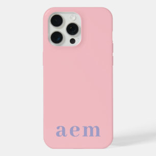Monogram 3 Initials Pink & Blue Minimalist iPhone 15 Pro Max Case