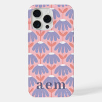 Monogram 3 Initials Pink & Blue Vintage Floral