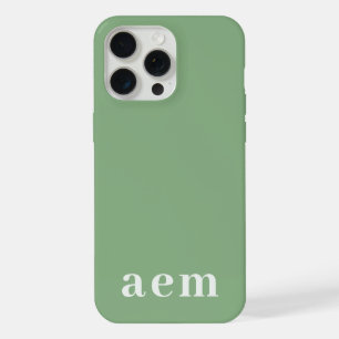 Monogram 3 Initials Sage Green Minimalist iPhone 15 Pro Max Case