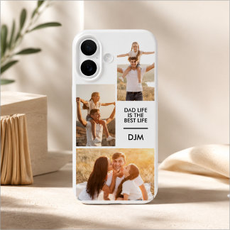 Monogram 3 Photo Dad Life is the Best Life iPhone 16 Case