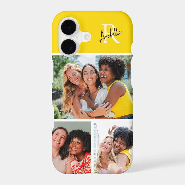 Monogram 3 Photo Modern Script Yellow (Back)