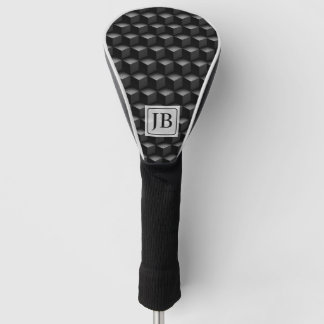 Monogram, 3D Black Geometric Pattern, Modern Golf Head Cover