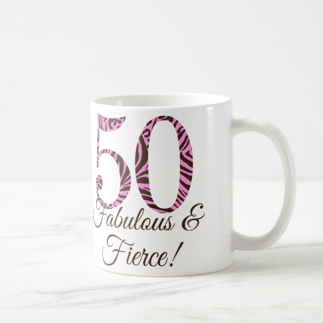 Monogram 50th Birthday Fabulous & Fierce Mug (Right)