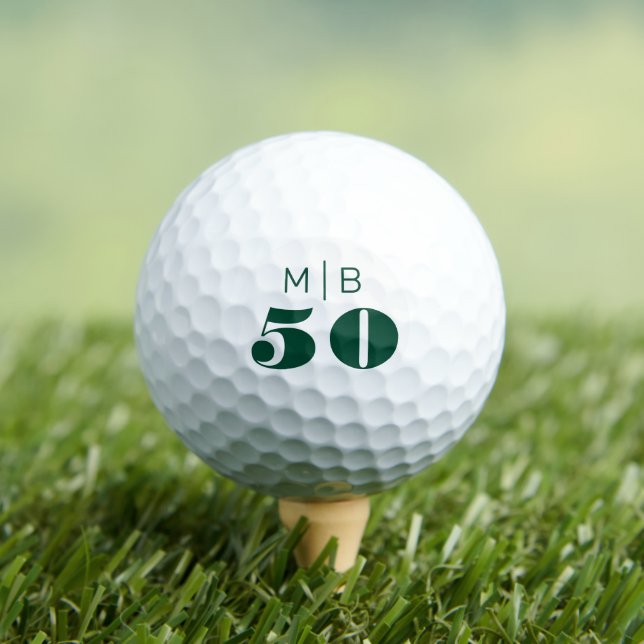 Monogram 50th Birthday Golf Balls (Insitu Tee)