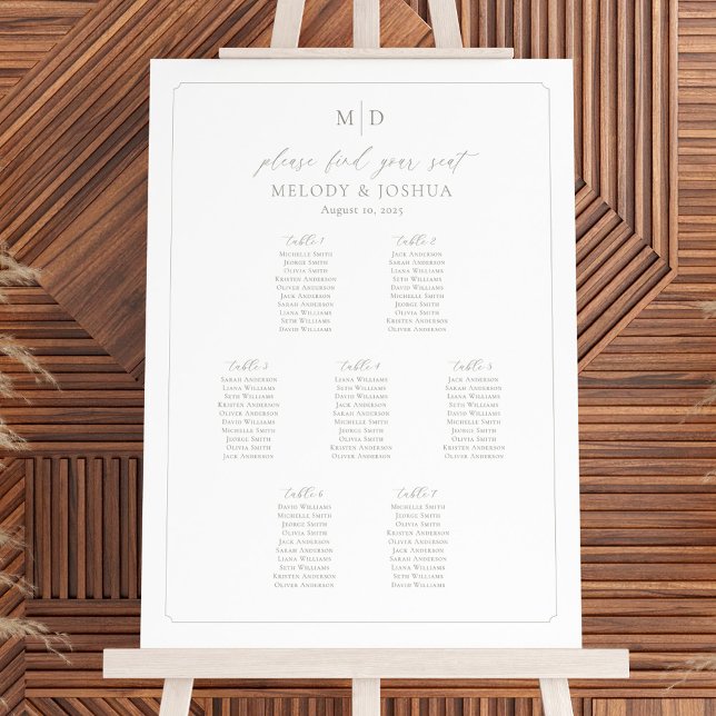 Monogram 7 Tables Seating Chart Border  (Creator Uploaded)