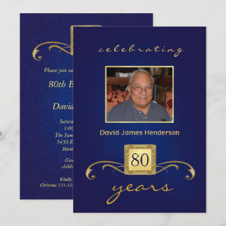 Monogram 80th Birthday Party Invitations Photo