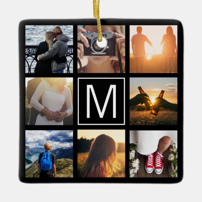 Monogram 8 Frame NGL Ceramic Ornament (Front)