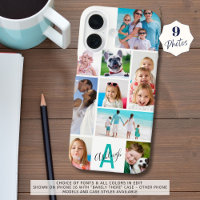 Monogram 9 Photo Collage Name Custom Colour