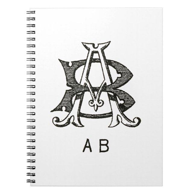 Monogram A and B, Couple Initial A and B, Wedding Notebook (Front)