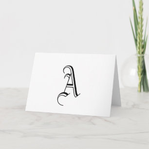Monogram "A" Card _Customizable_Black and White