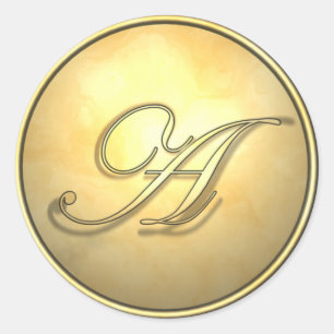 monogram_a classic round sticker