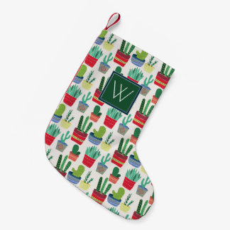 Monogram | A Crowd of Cactus Small Christmas Stocking